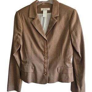 Melrose Womens Blazer Size 10 Herringbone Chocolate 8-Button Lined Office Career